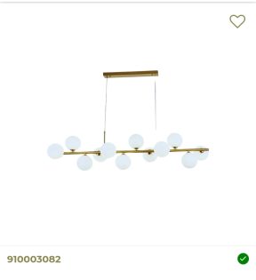 Hanglamp 12 lichts met witte bollen in het brons