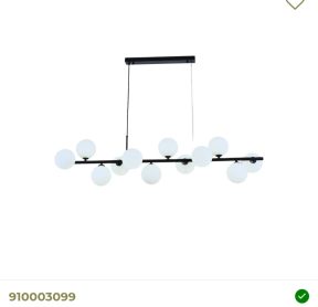 Hanglamp met 12 witte bollen in het zwart