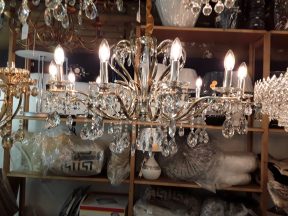 Kroonluchter 12 lichts goud met blank glas  17125-12