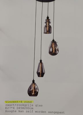 Hanglamp smoke rond 4 lichts