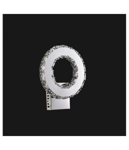 Wandlamp met 3 kleuren wit led licht en kristalglas rond