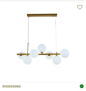 Hanglamp 7 lichts met witte bollen in brons