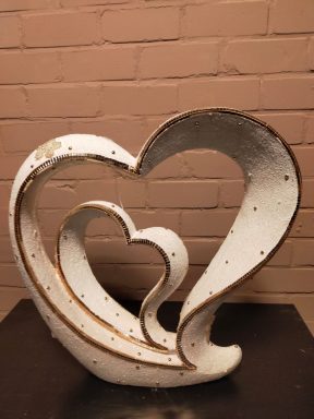 Hart in hart goud /wit