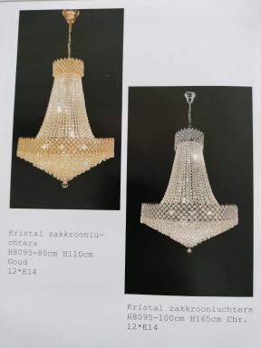 Kristallen hanglamp in goud of zilver