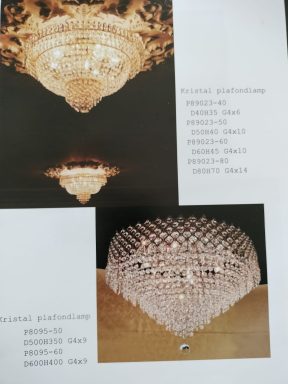 Kristallen plafondlamp in goud of zilver