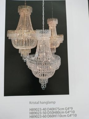 Kristallen hanglamp in goud of zilver