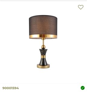 Tafellamp voet zwart / goud marmer met zwarte kap