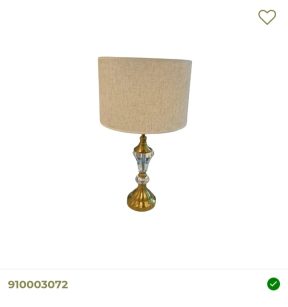 Tafellamp  goud/ messing met kristal en lichte kap