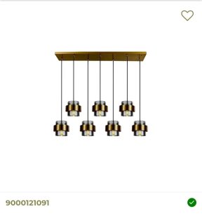 Hanglamp 7 lichts messing/ goud