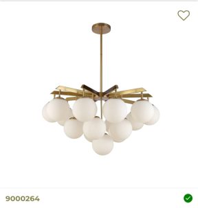 Hanglamp messing/goud met witte bollen