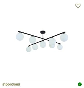 Hanglamp zwart met 9 witte bollen