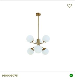 Hanglamp messing/goud met witte bollen