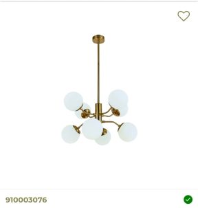 Hanglamp messing/goud met witte bollen