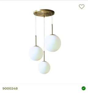 Hanglamp messing/goud met 3 witte bollen