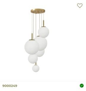 Hanglamp messing/ goud met witte bollen assortie