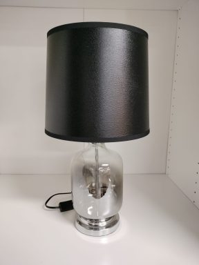 Tafellamp glas met zwarte kap