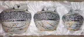 Appel set 3 delig wit-goud met glitters