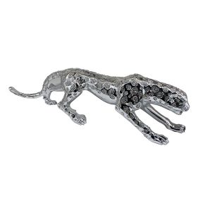 Leopard zilver met glitter 80 cm aardewerk