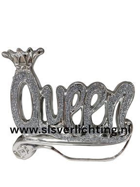 Decoratie Queen zilver met glitters