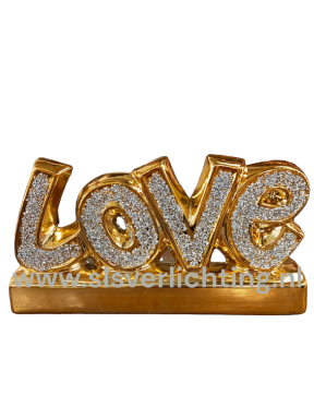 Decoratie Love goud met glitters