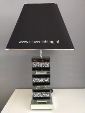 Tafellamp spiegelglas blok met zwarte kap