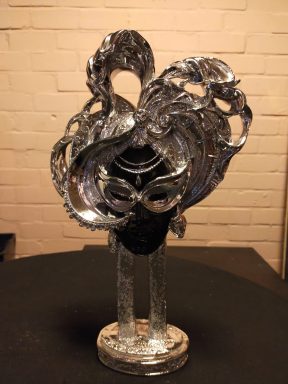 Beeld hoofd zilver -zwart