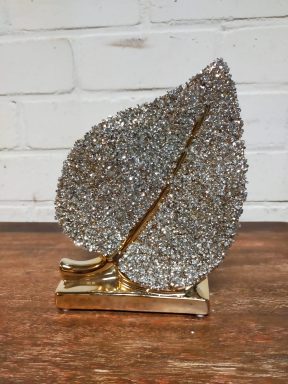 Decoratie blad glitter goud