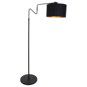 Zwarte vloerlamp met boog zwart/gouden kap