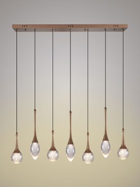 Hanglamp bubble met kristallen 7 bollen recht