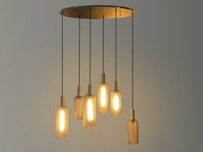 Hanglamp ovaal 6 lichts mat glas