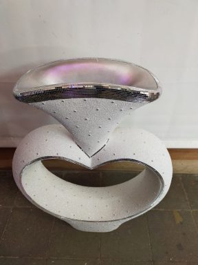 Decoratie hart wit/zilver bling bling 60 cm hoog