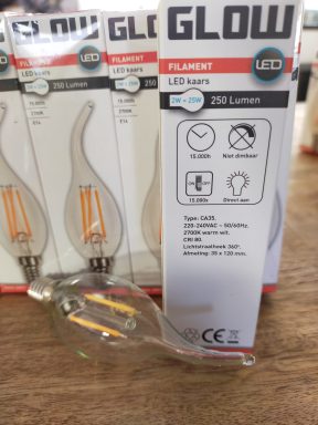 Led kaarsje 2 watt filament met puntje