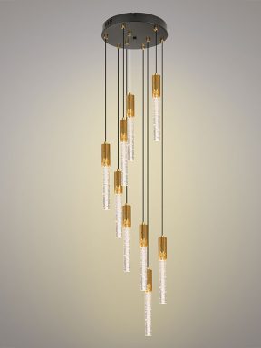 Hanglamp kristal rond 9 lichts goud