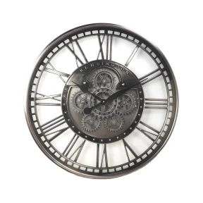 Klok rond open antiek zwart 74,5 x 13 cm