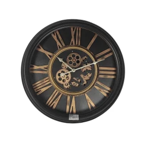 Klok rond goud /zwart 57 x 13 cm