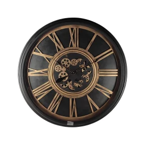 Klok zwart /goud rond 89,5 x 15 cm