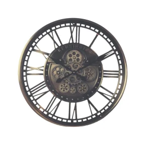 Klok rond antiek zwart open gewerkt 58 x 12 cm