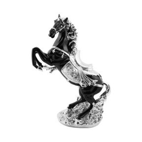 Paard zwart/zilver 60 cm