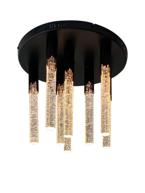 Plafondlamp kristal goud/zwart rond 8 lichts