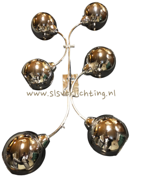 Plafond lamp 6 lichts smoke