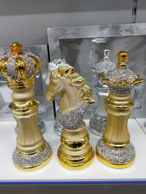 Schaakset goud 3 delig