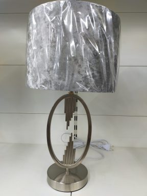 Tafellamp staal met grijze velvet kap