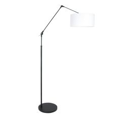 Vloerlamp Steinhauer 8112 zwart met witte kap linnen
