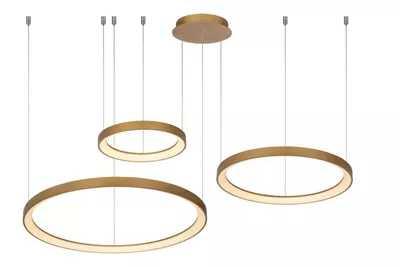 Lucide VIDAL - Hanglamp - Ø 58 cm - LED Dimb. - 1x48W 2700K - Mat Goud / Messing - Afbeelding 3