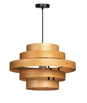 Oaknut Hanglamp 1x E27 5 Rings Hout