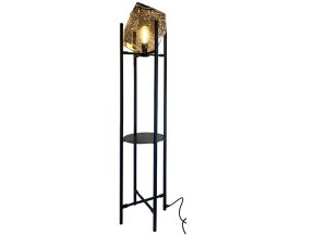 Vloerlamp zwart kei met smoke glas