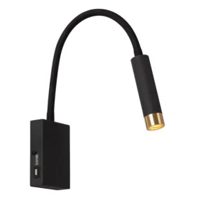 Lucide Alec wandlamp zwart/goud