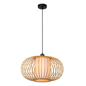 Lucide THULINE - Hanglamp - Ø 45 cm - 1xE27 - Lichte houtlook - Essential