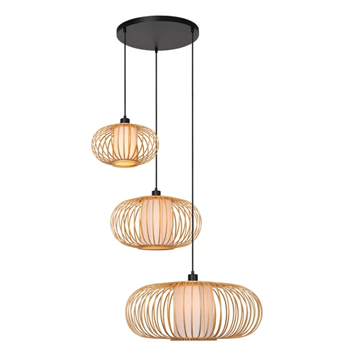 Lucide THULINE - Hanglamp - 1xE27 - Lichte houtlook - Essential