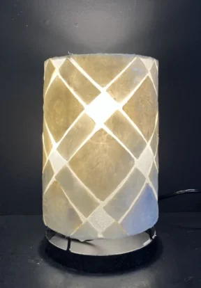 Mozaiek cilindrische witte parelmoerlamp 20cm